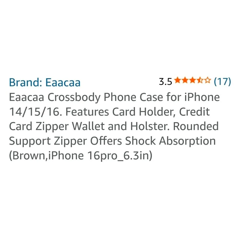 Crossbody iPhone Case Wallet Card Holder‎ Zipper Purse iPhone 14/15/16